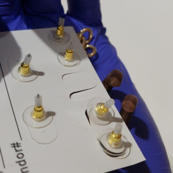 Elegant Set of 3 Gold tone Stud, Hoop & Drop Earrings - Women's Fashion Jewelry - Picture 8 of 9